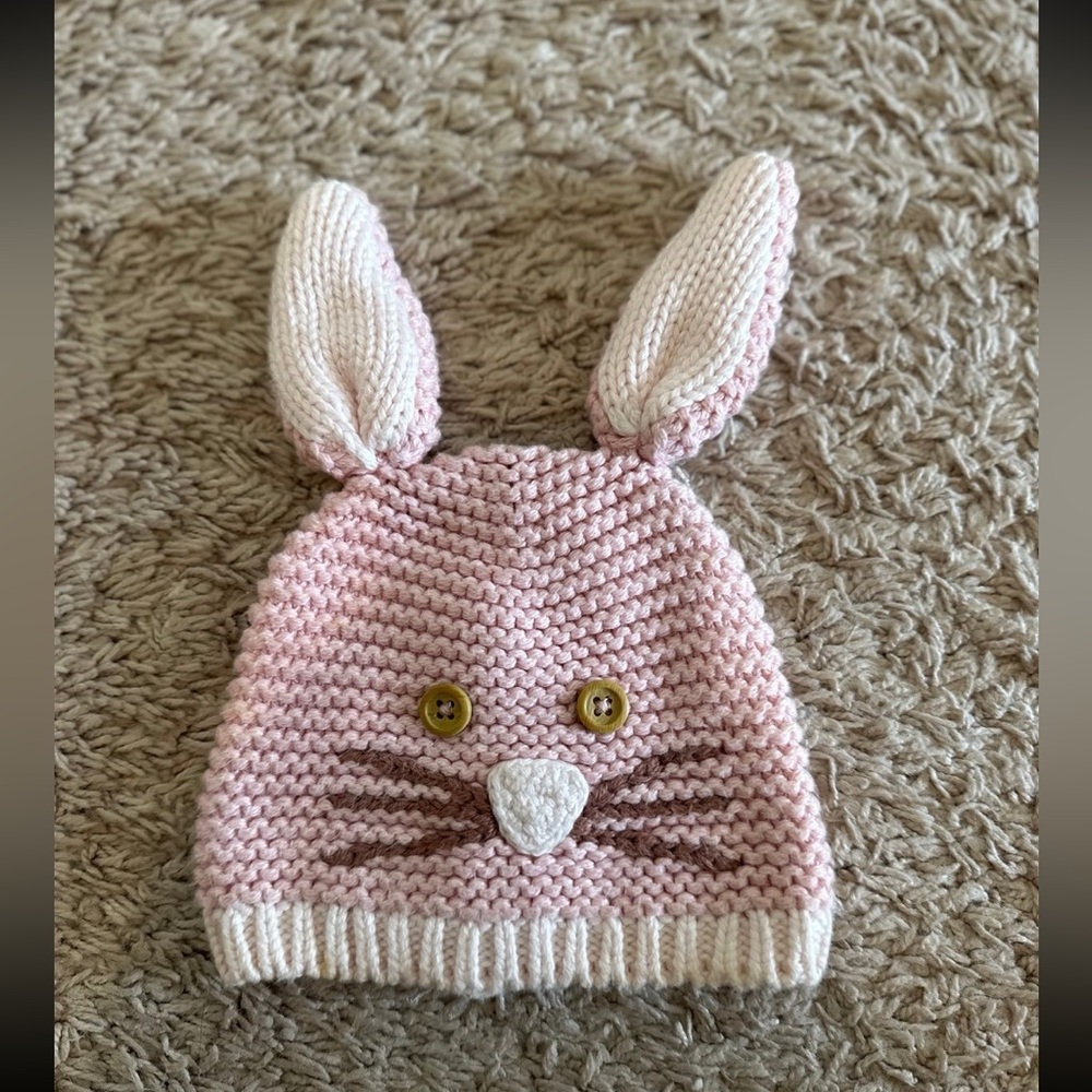 Baby Gap Pink Bunny Rabbit
Garter Beanie Knit Hat 12-18
Months